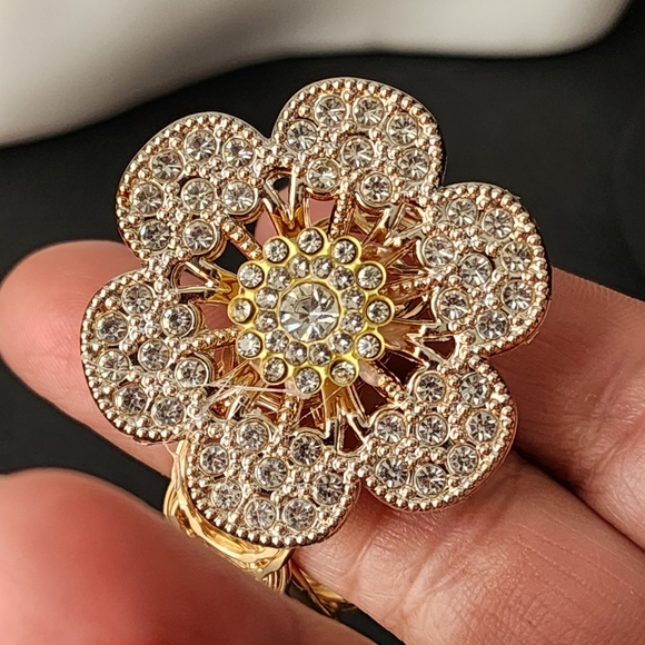 Gold with CZ Stones Flower Arm Bracelets - Picture 6 of 6